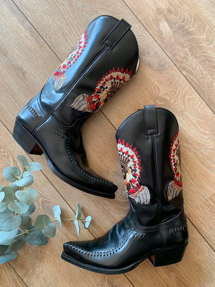 Sendra embroidery boots 39 40 western boots laarzen, Kleding | Dames, Schoenen, Zo goed als nieuw, Hoge laarzen, Zwart, Ophalen of Verzenden
