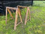 Vintage ijzeren schragen poten voor tafel, Ophalen of Verzenden, Gebruikt, Metaal, Tafelpoot