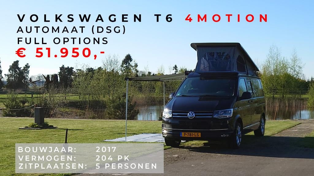 Unieke Volkswagen T6 204pk 4Motion Camper | 5 Zitplaatsen, Caravans en Kamperen, Campers, Particulier, tot en met 4, Buscamper of Camperbus