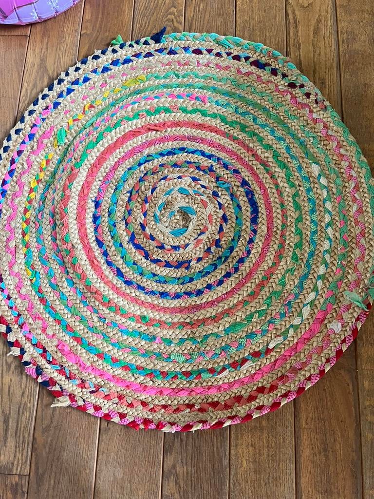 Kleedje rotan 90 cm doorsnede, Huis en Inrichting, Stoffering | Tapijten en Kleden, Ophalen, Zo goed als nieuw, Rond, 50 tot 100 cm