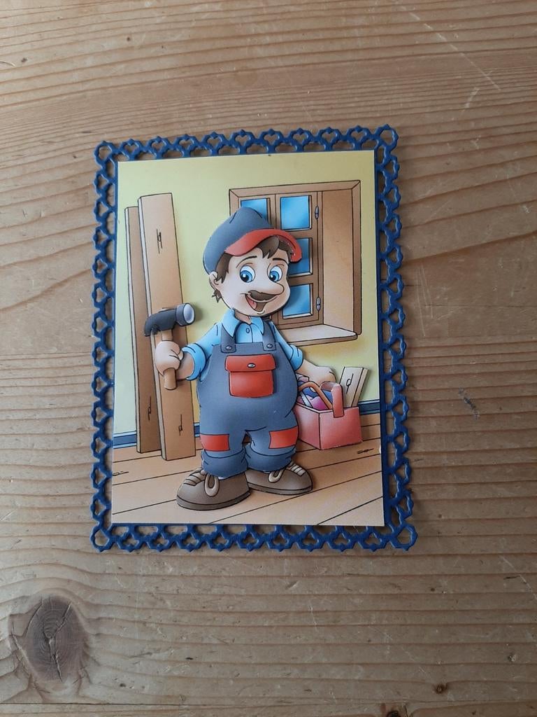 Stans kaart opleg met 3d plaatje timmerman klusjesman, Ophalen of Verzenden, Nieuw, Overige thema's