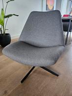 Grijze design draaifauteuil met zwarte voet ZGAN, Huis en Inrichting, Fauteuils, Ophalen, 75 tot 100 cm, Zo goed als nieuw, Stof