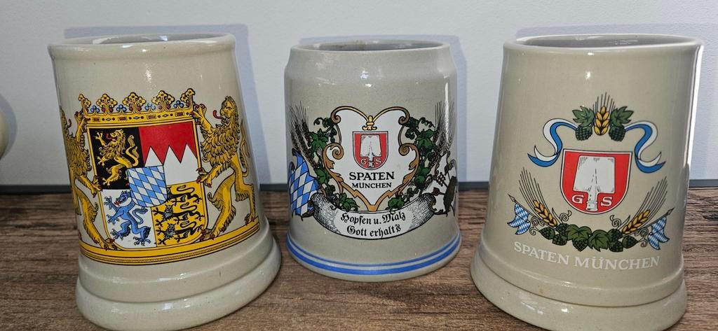 Vintage: Set van 3 Spaten München Bierpullen, Ophalen of Verzenden