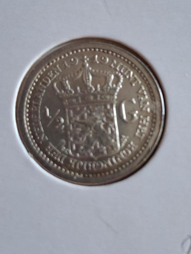 Halve Gulden Wilhelmina 1919 - Opgestoken Haar, Postzegels en Munten, Munten | Nederland, Losse munt, ½ gulden, Koningin Wilhelmina
