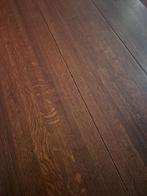 Moderne eettafel met warm houten blad + Staal, Huis en Inrichting, Gebruikt, 50 tot 100 cm, Vijf personen of meer, 150 tot 200 cm