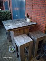 Statafel met 4 krukken van steigerhout, Ophalen of Verzenden