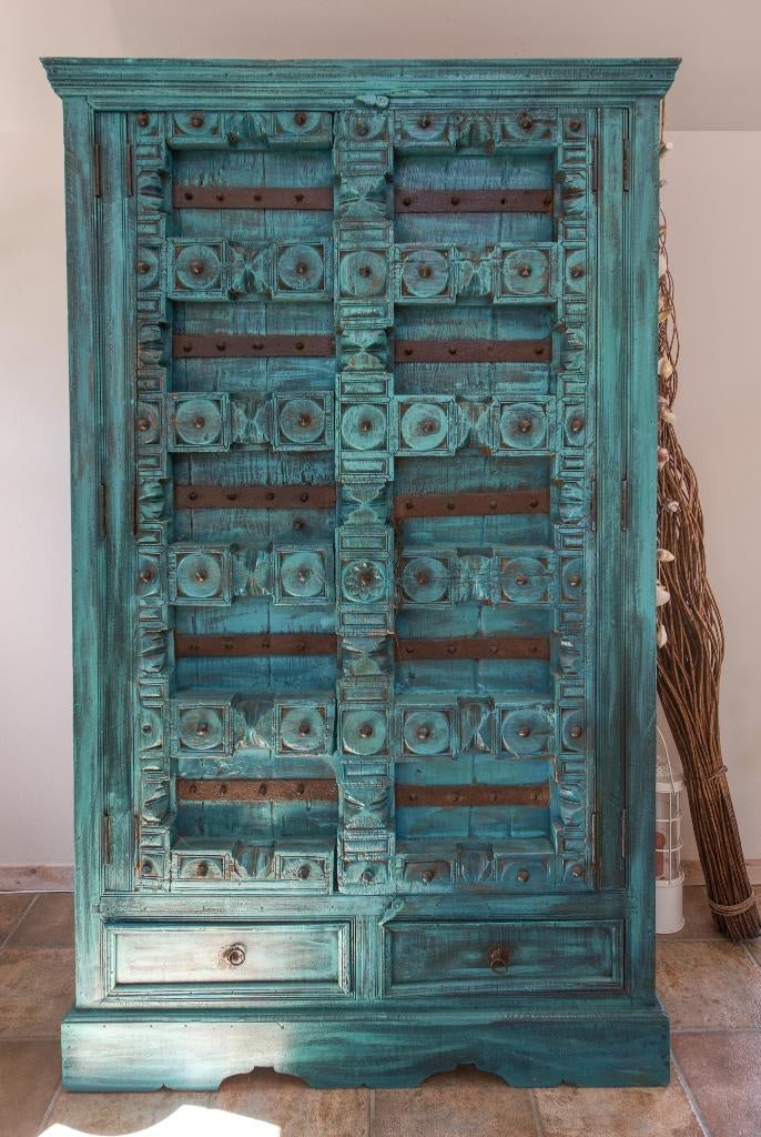 Teak kast uit India Ibiza/Boho/Koloniaal, Huis en Inrichting, Kasten | Buffetkasten, Ophalen, 100 tot 150 cm, 200 cm of meer, Teakhout