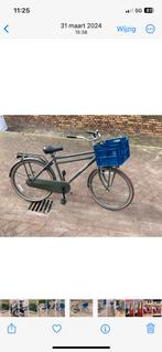 Legergroene jongensfiets met krat, Ophalen, Gebruikt, 24 inch, Handrem