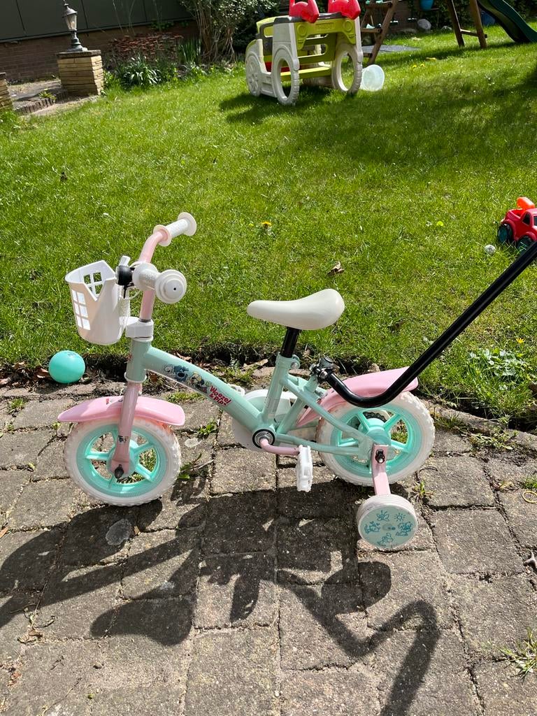 Woezel en Pip kinderfiets 10 inch met duwstang, Fietsen en Brommers, Fietsen | Kinderfietsjes, Ophalen, Gebruikt, Minder dan 16 inch
