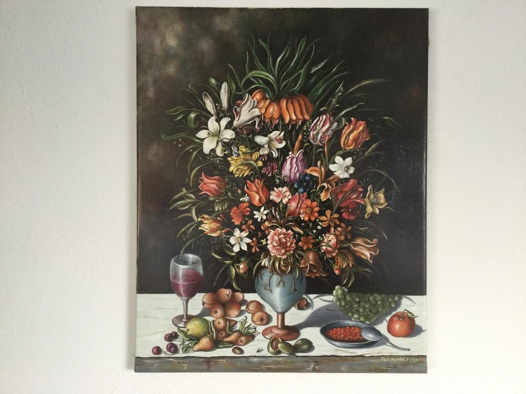 Olieverf bloemschilderij op linnen, Ophalen