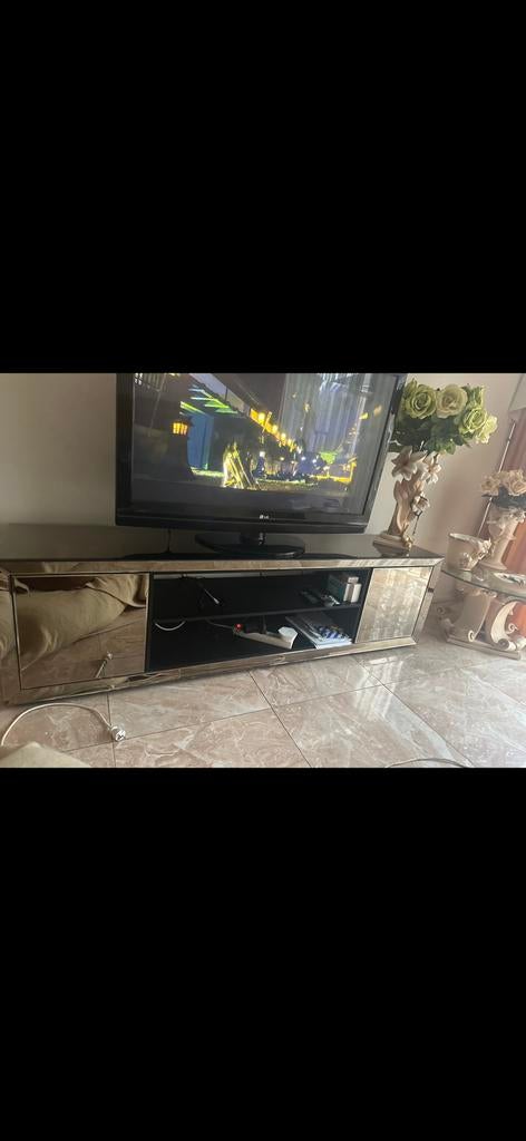 Spiegel meubelen tv meubel sepia goud, Ophalen, Overige materialen, Spiegel, 150 tot 200 cm