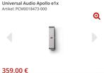Universal Audio Apollo e1x, Ophalen of Verzenden, Nieuw, Audio