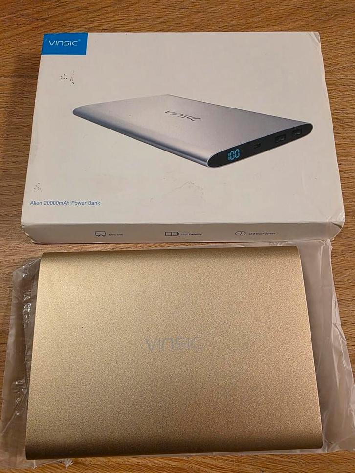 Vinsic 20000mAh Power Bank - Zwaar Uitgevoerd, Telecommunicatie, Powerbanks, Gebruikt, Ophalen of Verzenden
