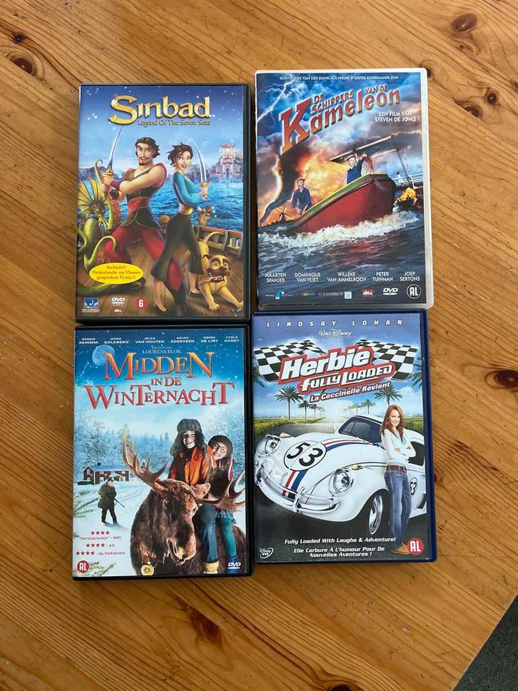 4x DVD: Sinbad, Kameleon, Midden in de Winternacht, Herbie, Cd's en Dvd's, Dvd's | Kinderen en Jeugd, Gebruikt, Film, Avontuur