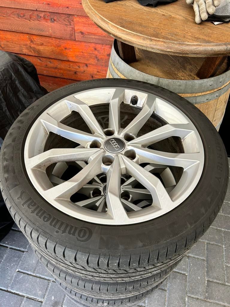 Originele audi a4 velgen 18” met continentals, Auto-onderdelen, Banden en Velgen, Ophalen, 18 inch, 245 mm, Zomerbanden