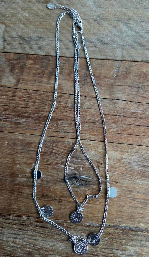 Zilveren ketting met munten nooit gedragen, Ophalen of Verzenden, Nieuw, Zilver, Zilver