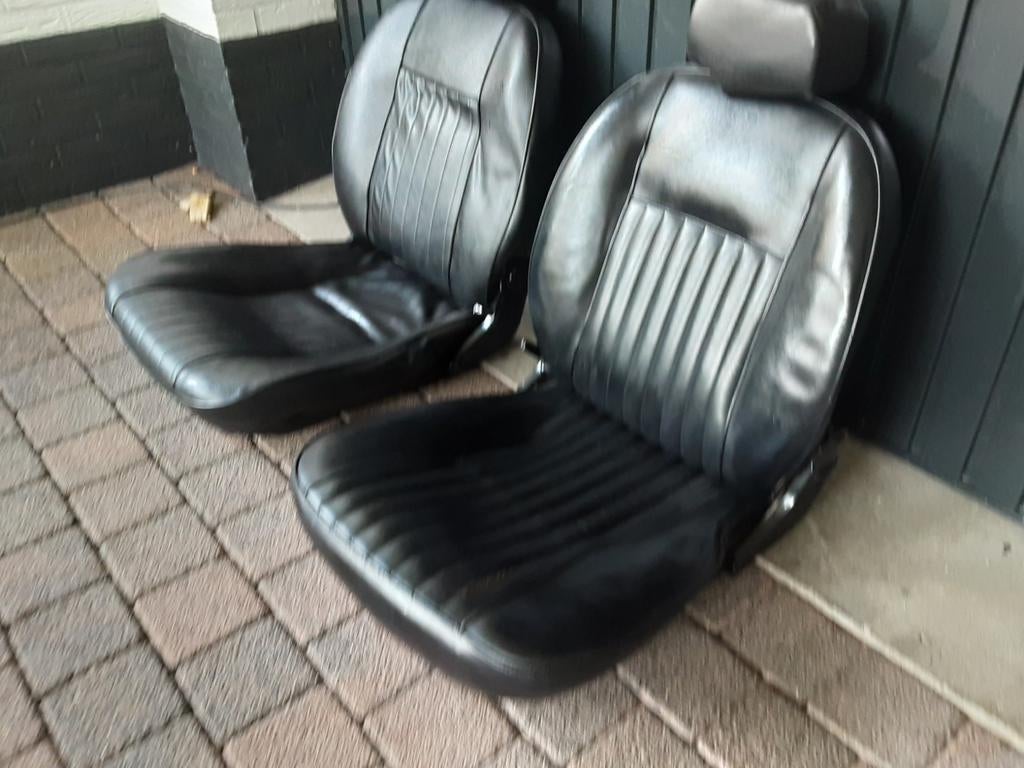 Fiat 124 Sport Spider Stoelen (1966-1985) - Zwart Leer, Ophalen, Gebruikt, Fiat