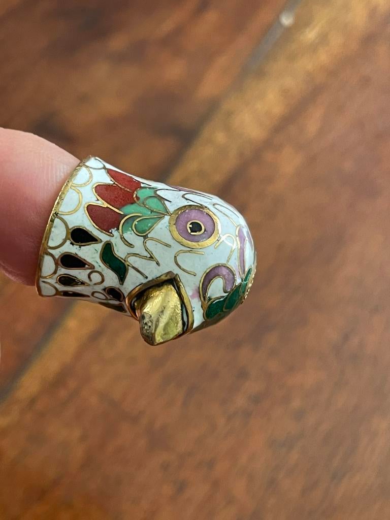 Cloisonné vingerhoedje vogel, Antiek en Kunst, Antiek | Emaille, Ophalen of Verzenden