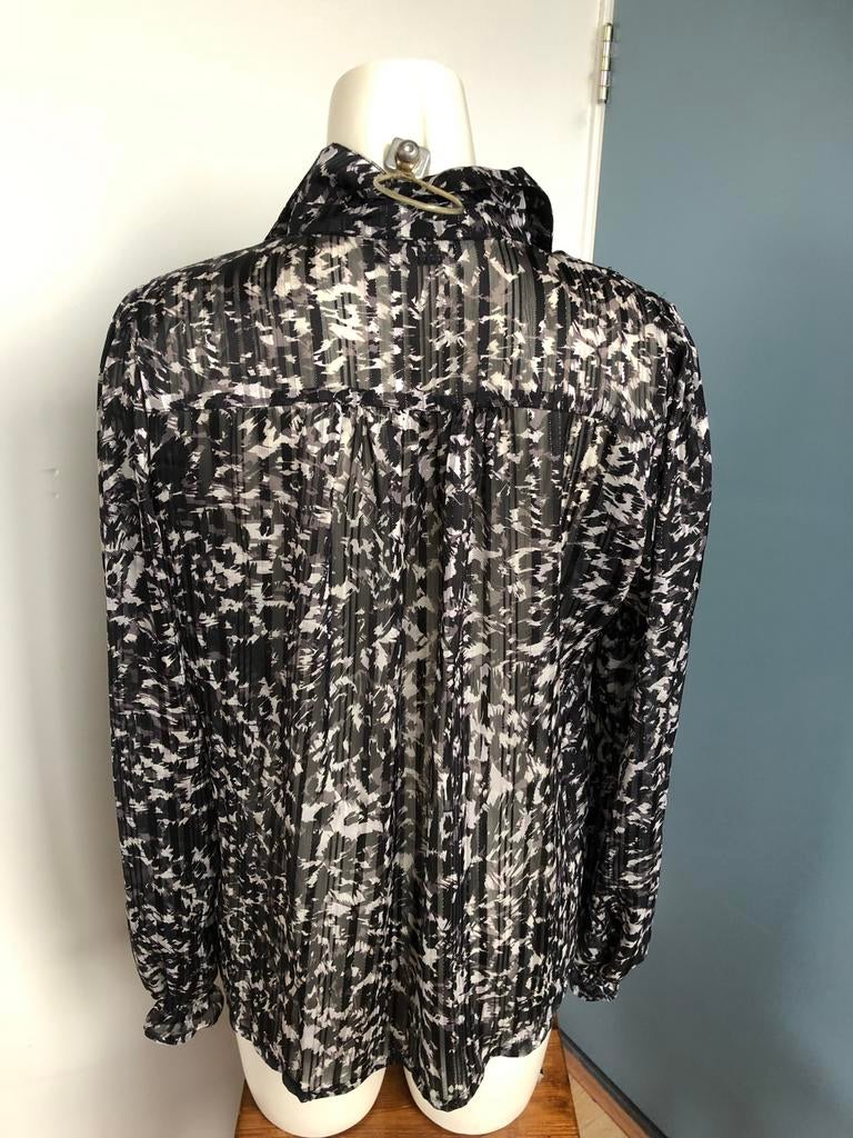 Summum grijs zwart doorschijnend blouse 40, Maat 38/40 (M), Summum Woman, Zwart, Ophalen of Verzenden