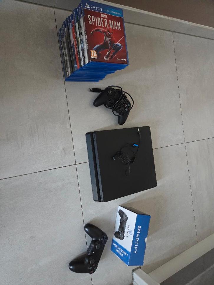 Playstation 4, Spelcomputers en Games, Spelcomputers | Sony PlayStation 4, Gebruikt, Slim, Met 1 controller, Met games, Ophalen