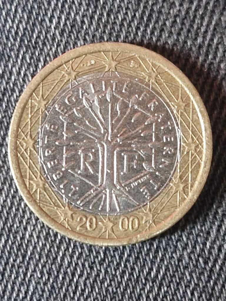 Franse 1 euromunt met foutje in de ster, Ophalen, Frankrijk, 1 euro, Losse munt