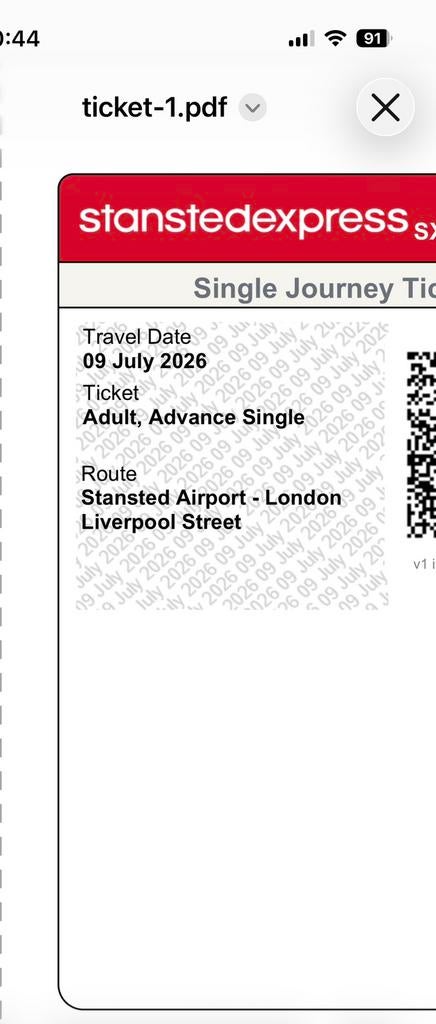 2 x treinticket Stansted airport- liverpool station 9 juli, Tickets en Kaartjes, Twee personen, Vliegtuig, Met bestemming of datum