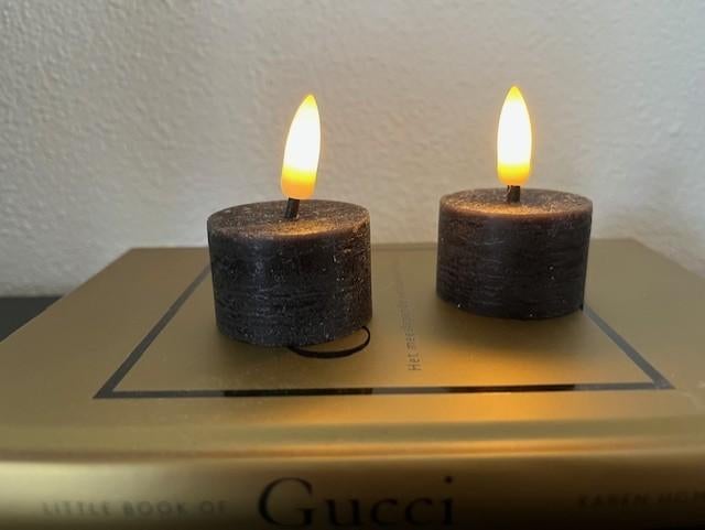 Countryfield Theelicht rustiek Ø4 LED Lyon zwart set 2 Nieuw, Overige materialen, Zwart, Nieuw, Ophalen of Verzenden