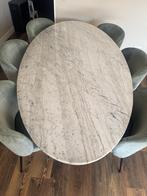 Keuken& salonttafel marmeren blad 6x keukenstoelen opzetkast, Overige materialen, Gebruikt, Ophalen of Verzenden, 150 tot 200 cm