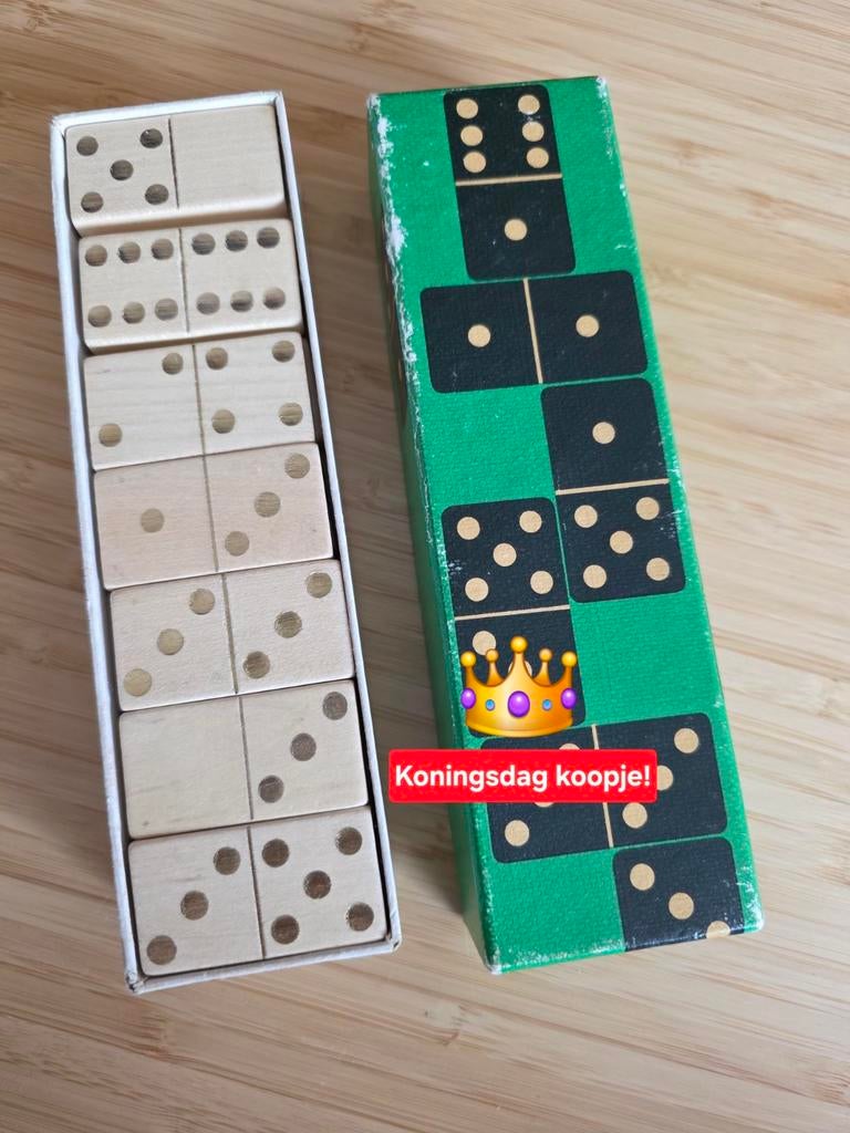 Domino spel vintage houten stenen, Ophalen of Verzenden, Gebruikt