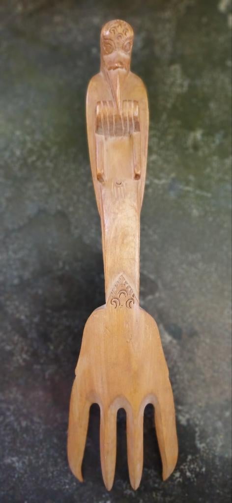 Houten vork met vogeldecoratie, Ophalen of Verzenden