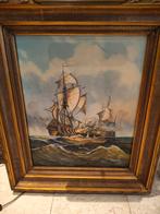 Schilderij met schepen, Antiek en Kunst, Kunst | Schilderijen | Klassiek, Ophalen