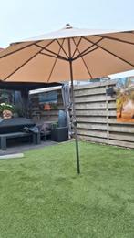 Beige zweefparasol met parasolvoet - 250 cm breed, Ophalen, Gebruikt