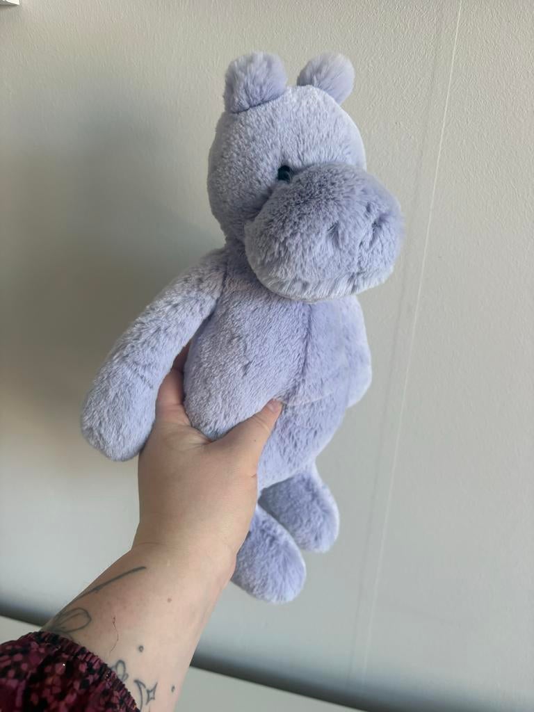 Jellycat Bashful Nijlpaard Knuffel - Zacht en Lief, Paars, Jellycat, Overige typen, Ophalen of Verzenden