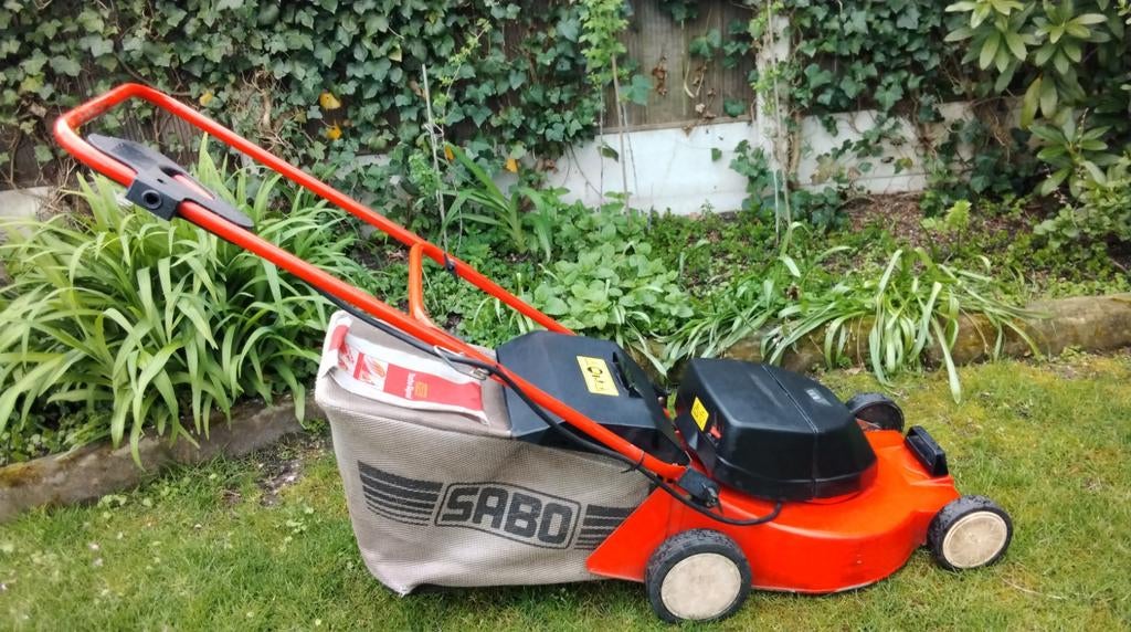 Prima SABO 43 Akku Grasmaaier Gazonmaaier, Cirkelmaaier, Gebruikt, Accu-grasmaaier, Opvangbak