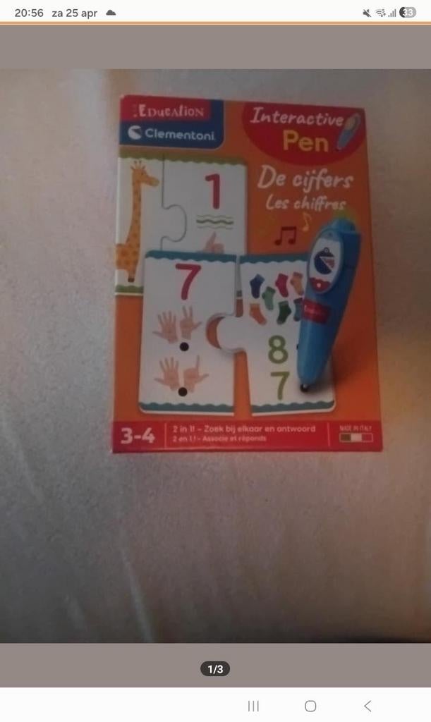 Clementoni cijferspel, Ophalen, Zo goed als nieuw, Puzzelen, Met licht
