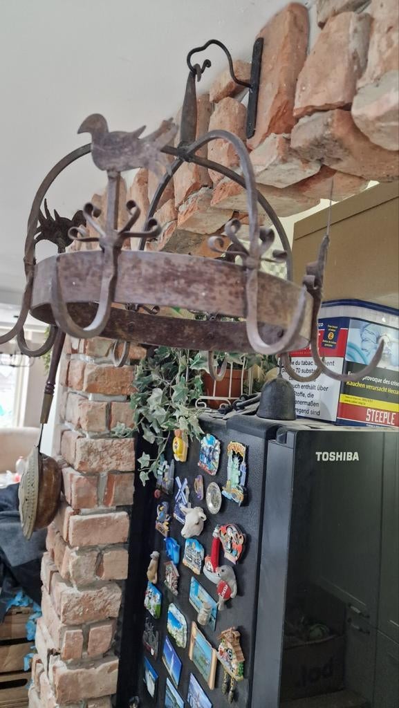 Antiek wildrek/pannenrek met vogeldecoratie, Antiek en Kunst, Ophalen