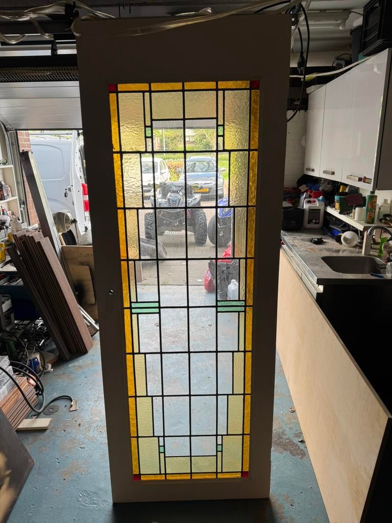 Glas in lood deur, Gebruikt, Minder dan 80 cm, Glas in lood, 160 cm of meer