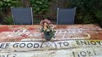 Vintage look houten tuintafel 246x92cm, Ophalen, Gebruikt, Elektrisch