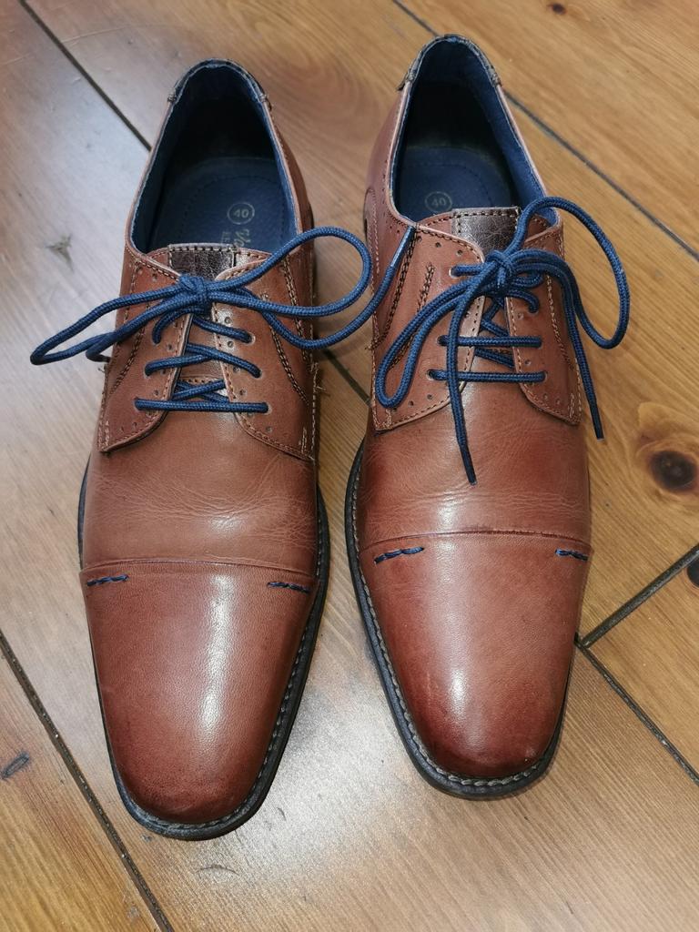 Van Beers herenschoenen maat 40, echt leer, Bruin, Ophalen of Verzenden, Zo goed als nieuw, Van Beers