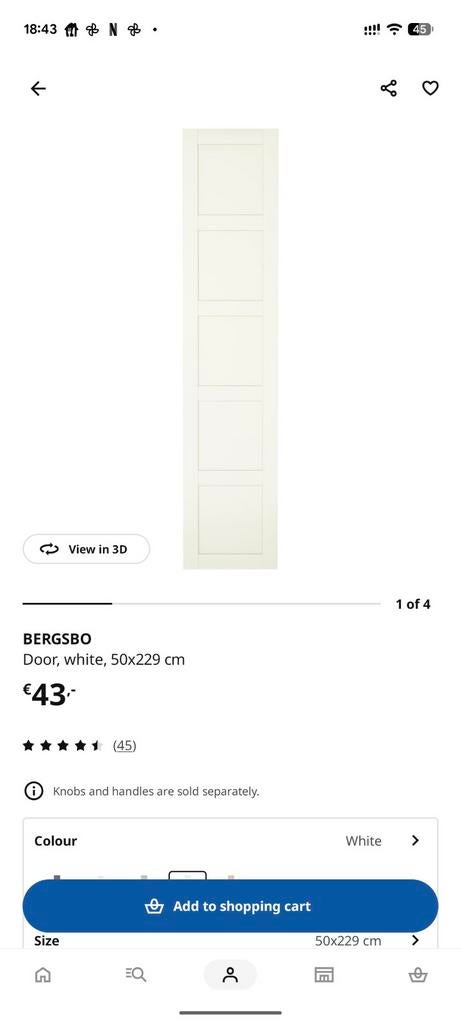2 IKEA PAX BERGSBO deuren 50x229cm wit, Ophalen of Verzenden