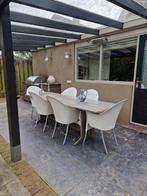 Tuinset met 6 stoelen en houten tafel, Ophalen, Gebruikt, Hout