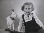 Oude Foto Kaart - Meisje met Speelgoed Geit op Wielen, Verzenden, 1920 tot 1940, Kinderen