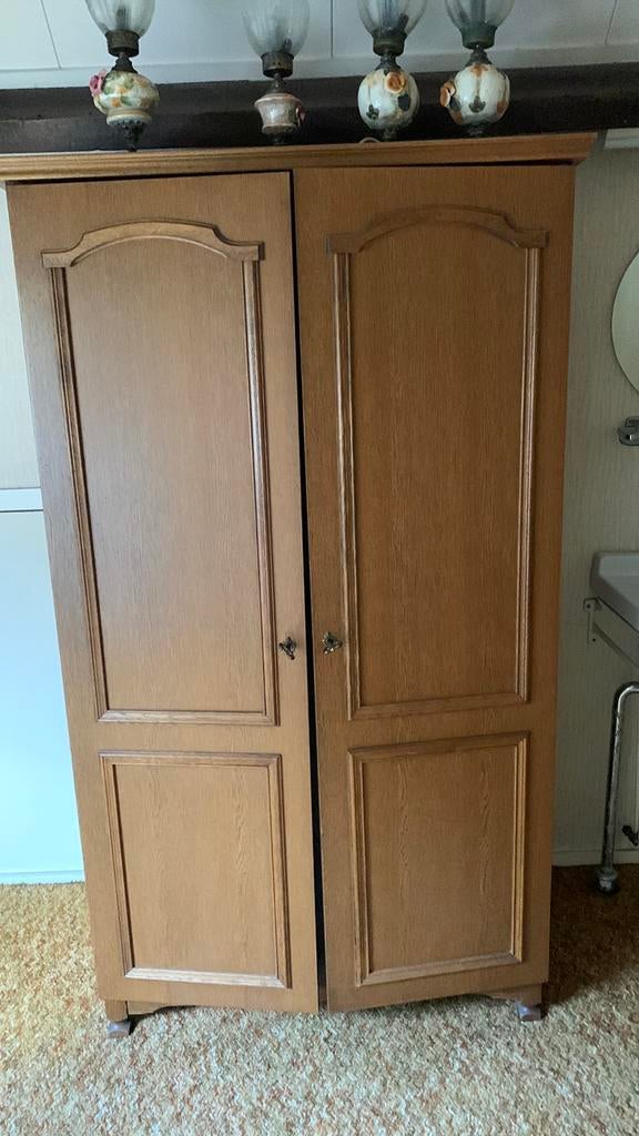 Mooie eiken fineer kast retro vintage stijl, Gebruikt, 100 tot 150 cm, Eikenhout, Ophalen of Verzenden