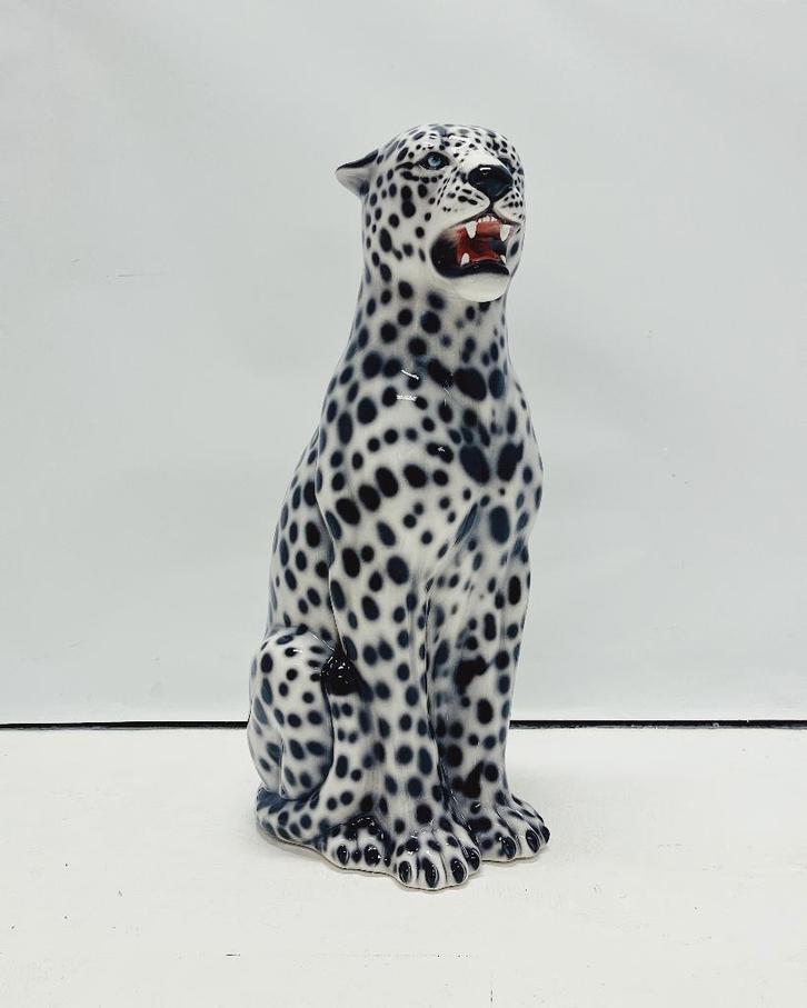 Luipaard Wit Beeld Keramiek, Verzamelen, Beelden en Beeldjes, Nieuw, Dier, Ophalen of Verzenden