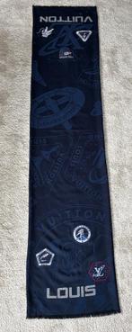 Dubbele, jacquard geweven blauwe sjaal (200x44 cm), Maat 46/48 (XL) of groter, Ophalen of Verzenden, Sjaal, Onbekend