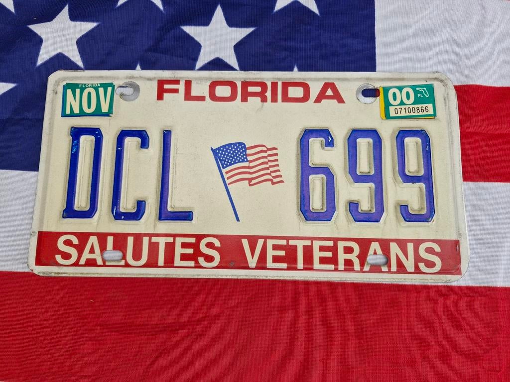 Kentekenplaat Florida USA Veteran nummerbord Nummerplaat VS, Ophalen of Verzenden, Gebruikt, Auto's