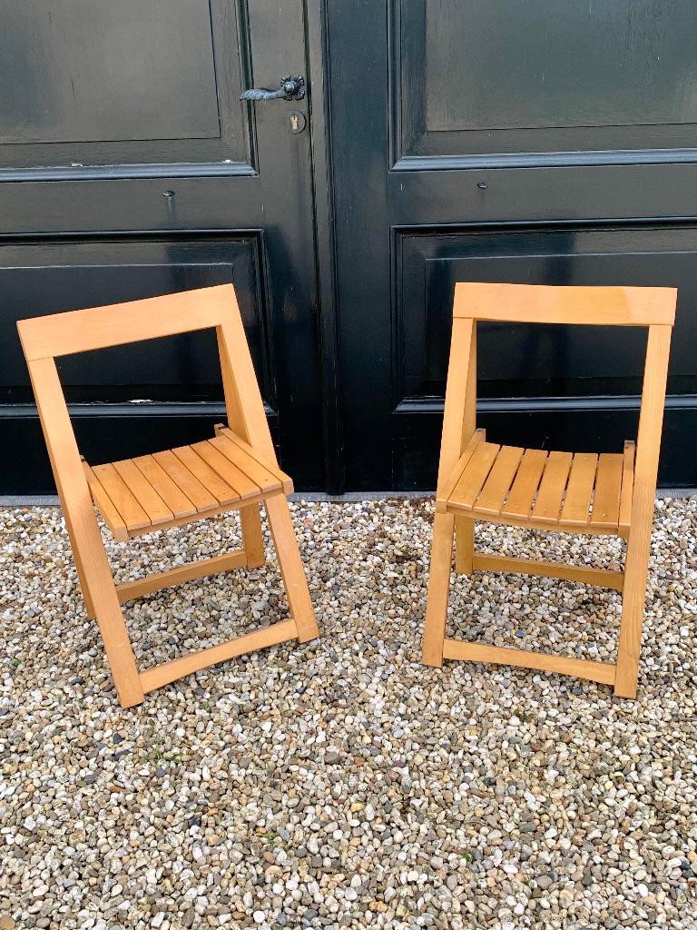 Twee vintage Aldo Jacober klapstoelen, Ophalen, Gebruikt, Twee, Bruin