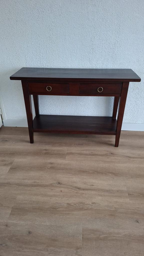 Sidetable donker hout, Ophalen, 100 tot 150 cm, Zo goed als nieuw, 25 tot 50 cm