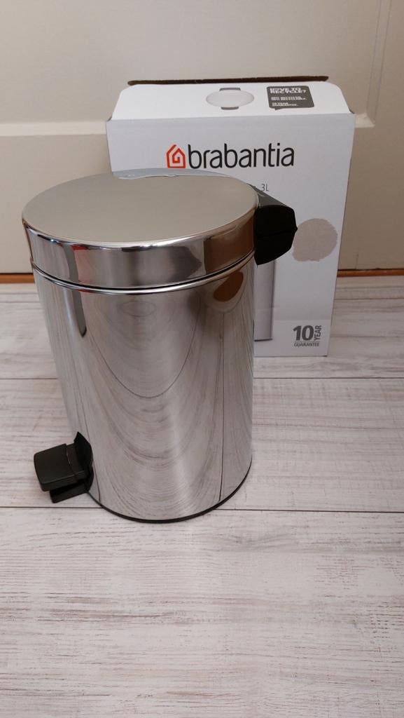 brabantia pedaalemmer 3 ltr  met kunstof binnen emmer, Met pedaal, Ophalen of Verzenden, Zo goed als nieuw, Minder dan 10 liter