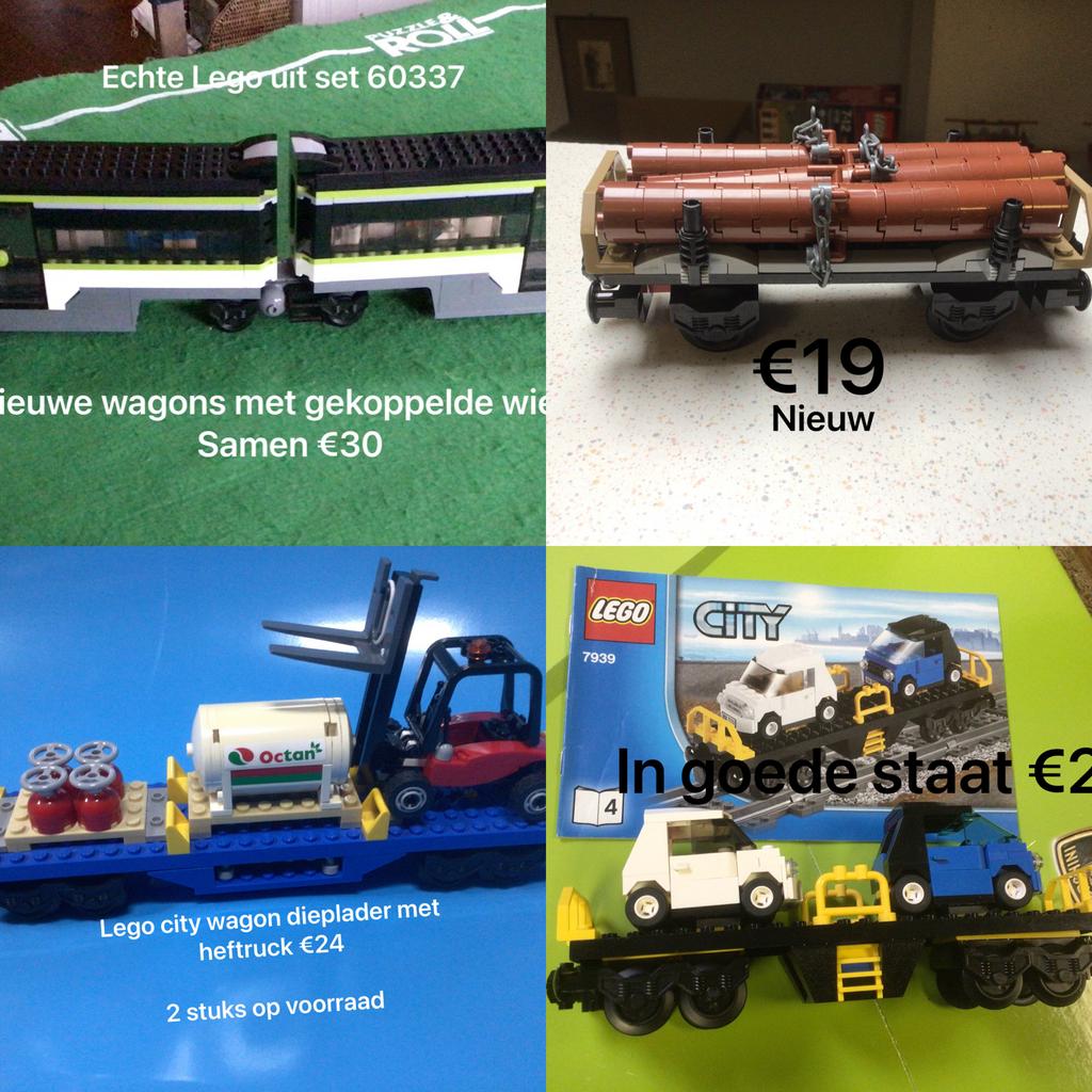 Lego Trein Wagons en City Dieplader met Heftruck, Ophalen of Verzenden, Gebruikt, Losse stenen, Lego